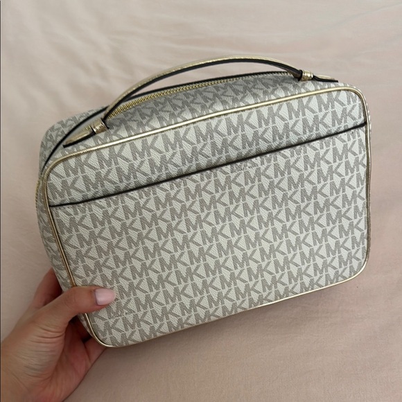 Michael Kors White Monogram Cosmetic Bag - Picture 3 of 5